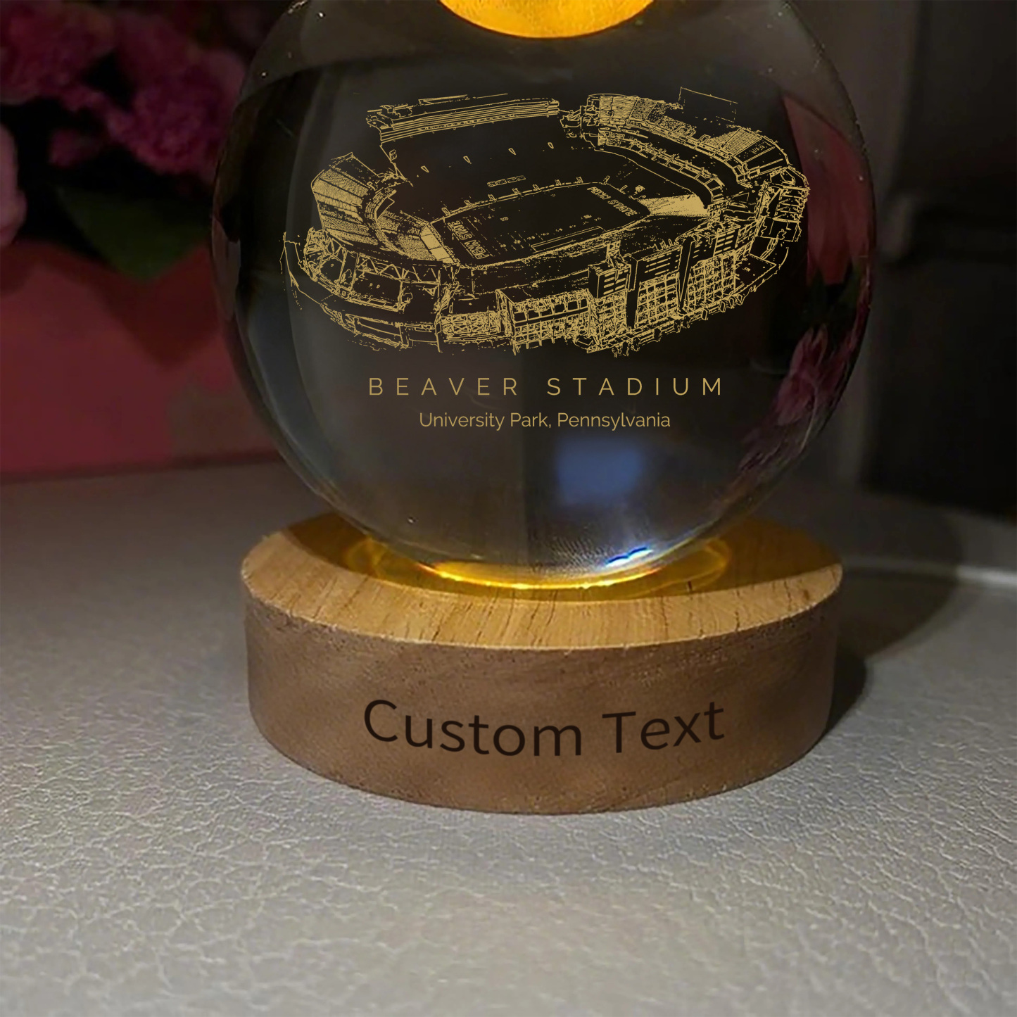 Beaver Stadium 3D Spherical Crystal Ball Lamp