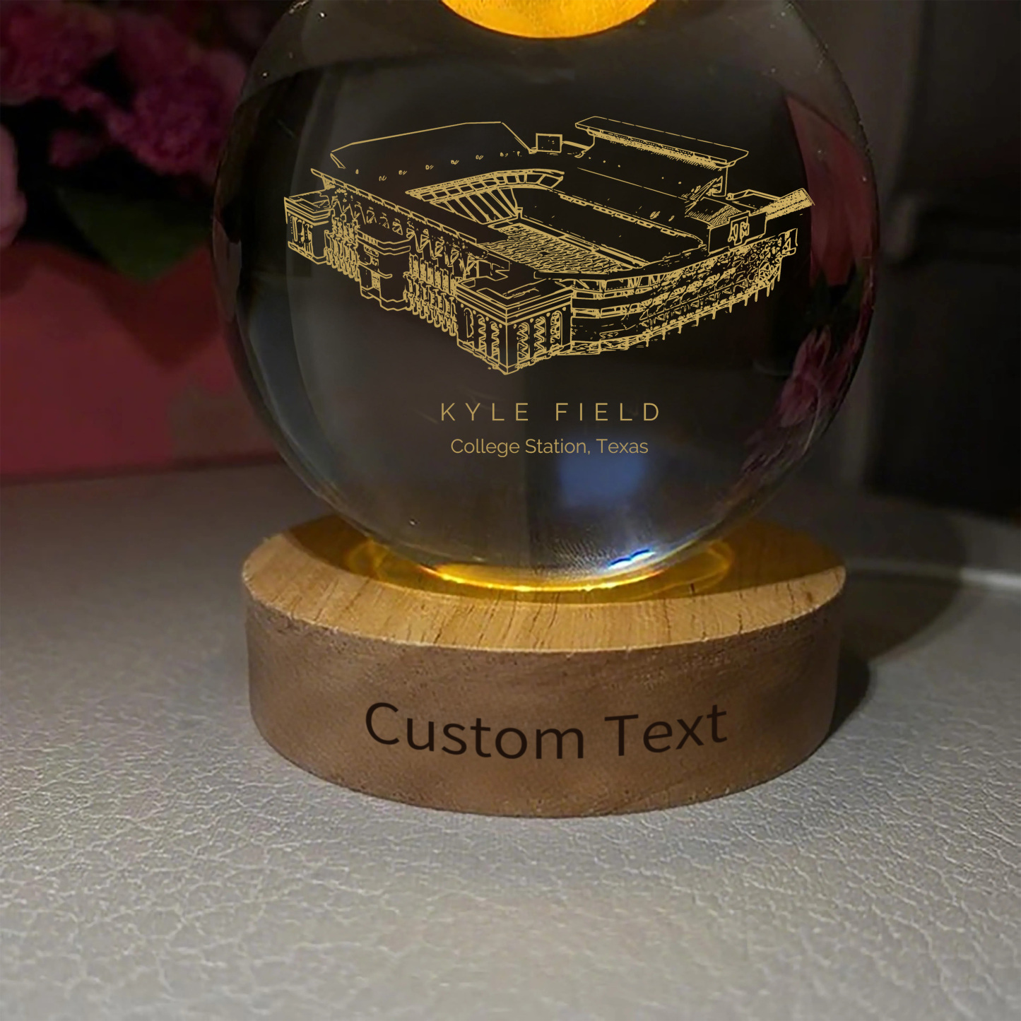 Kyle Field Stadium 3D Spherical Crystal Ball Lamp