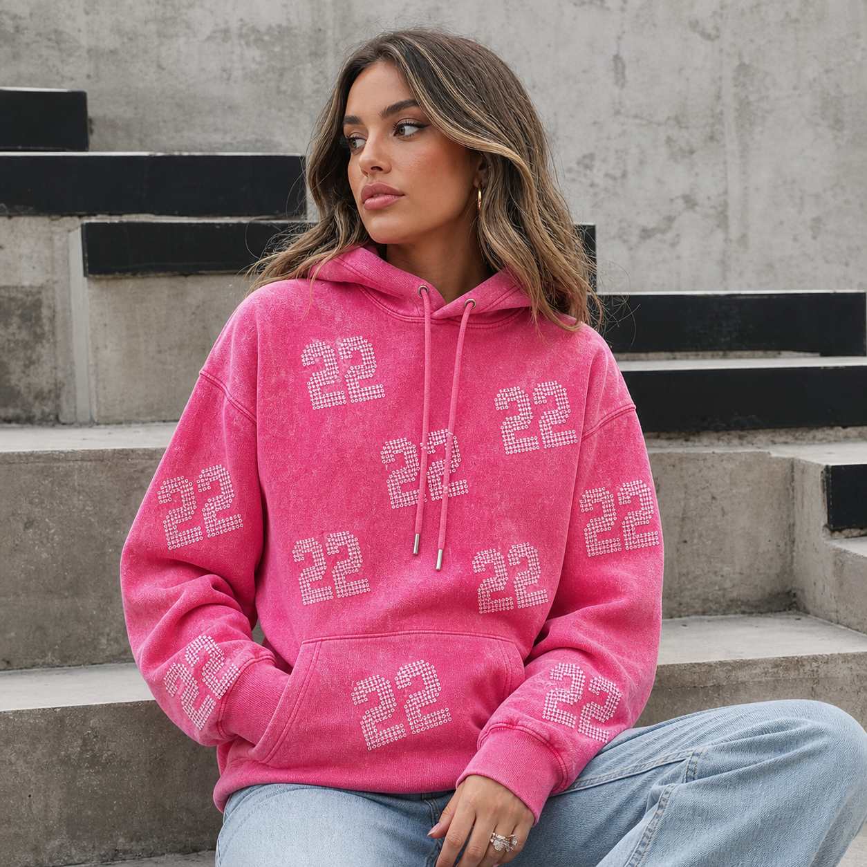 Custom Vintage Game Day Sweatshirt Hoodie with Rhinestone Number
