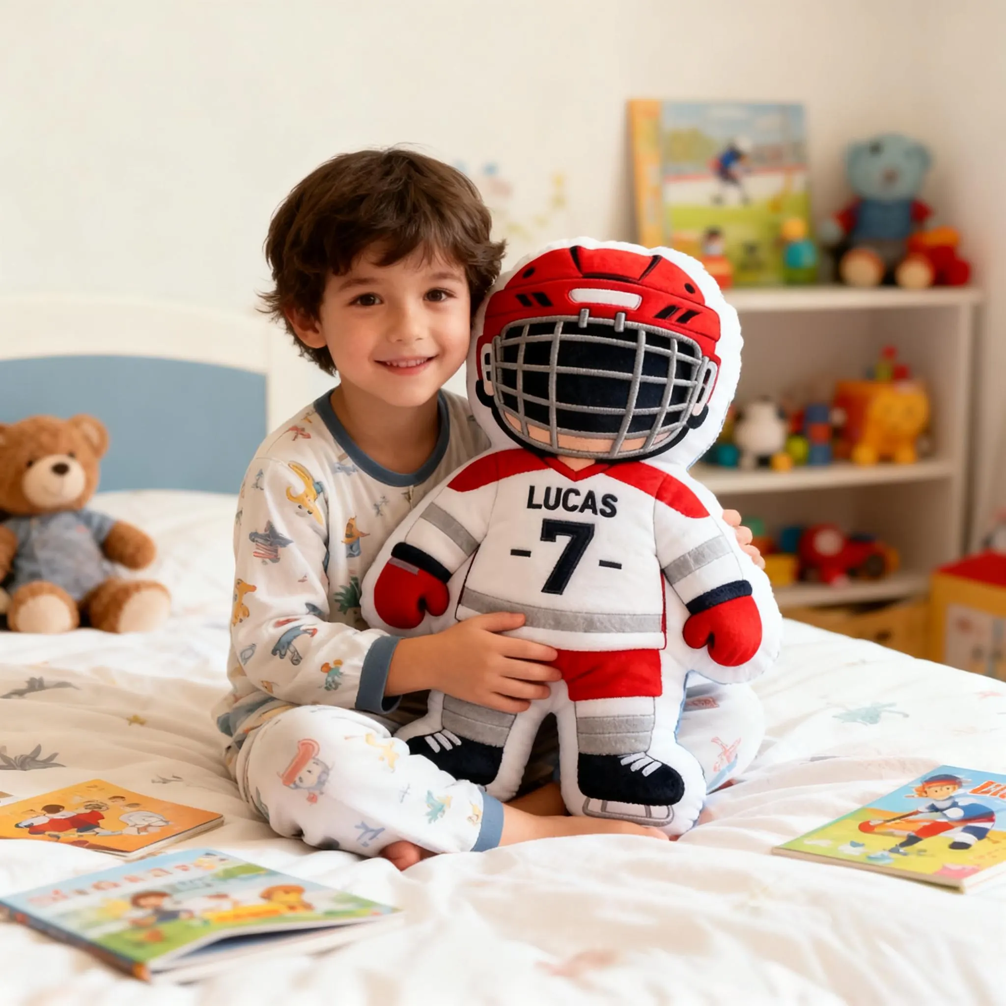 Personalized Hockey Player Pillow – Custom Name & Number Plush Gift