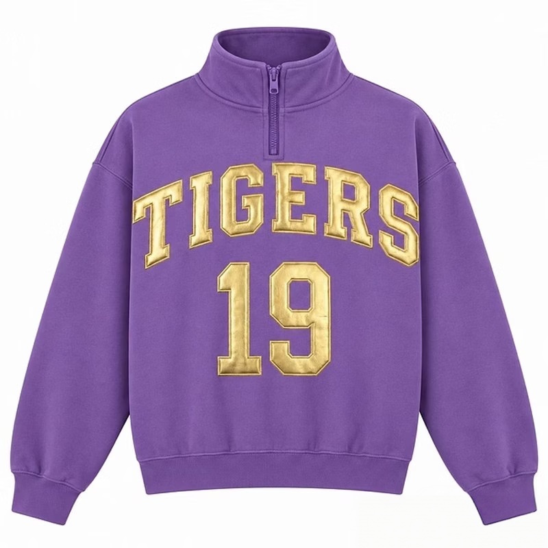 Custom Metallic Puff Print Quarter Zip Sweatshirt – Personalized Team Name & Number