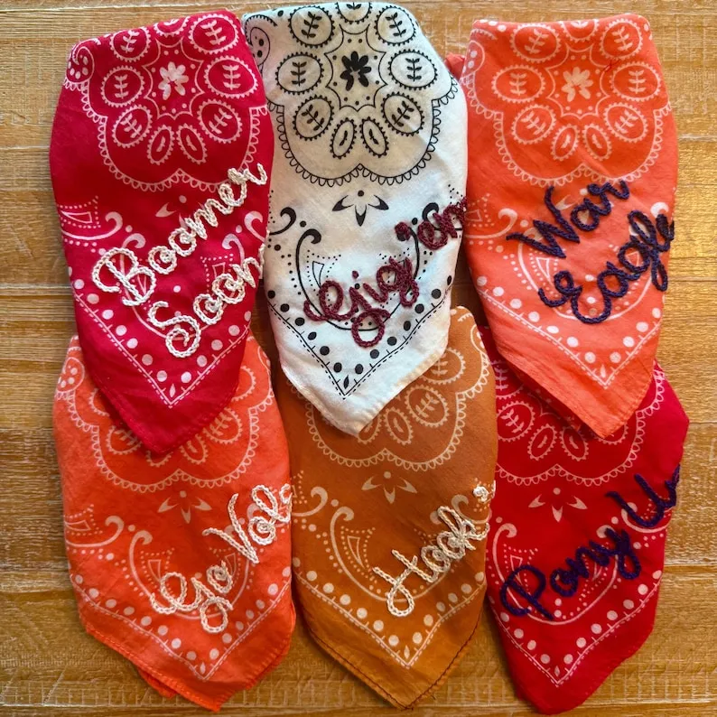 Custom Chain Stitch Team Spirit Bandana Scarf – Personalized Game Day Accessory