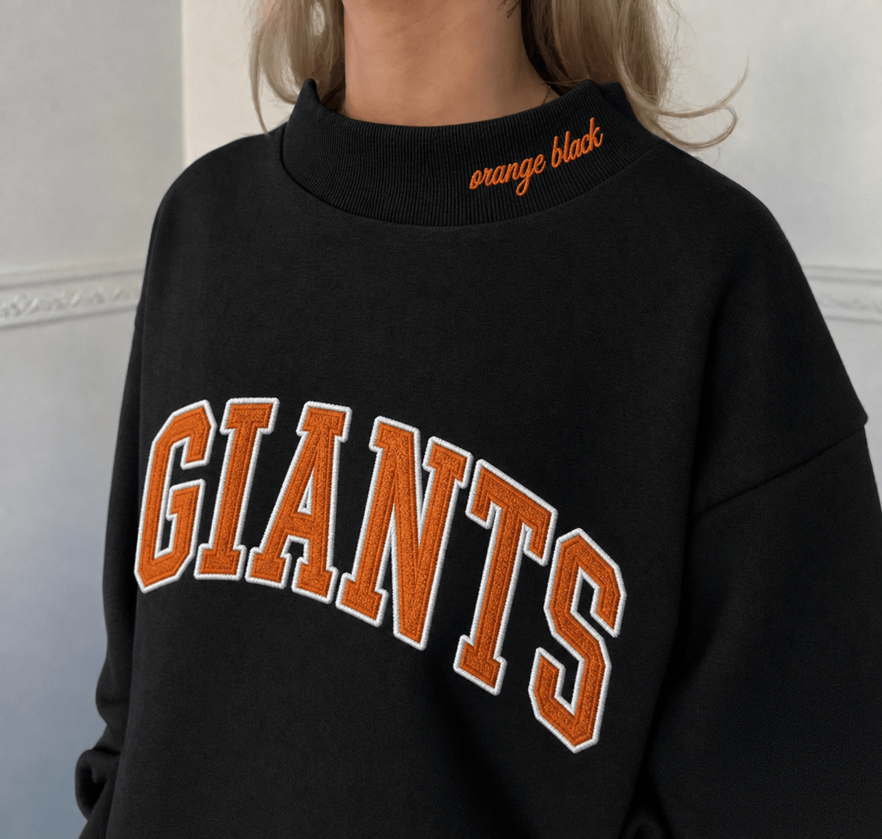 Custom Team Name Mock Neck Sweatshirt – Embroidered Varsity Style