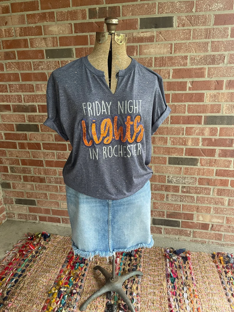 Friday Night Lights Spirit Tee – Glitter Letter Game Day Shirt