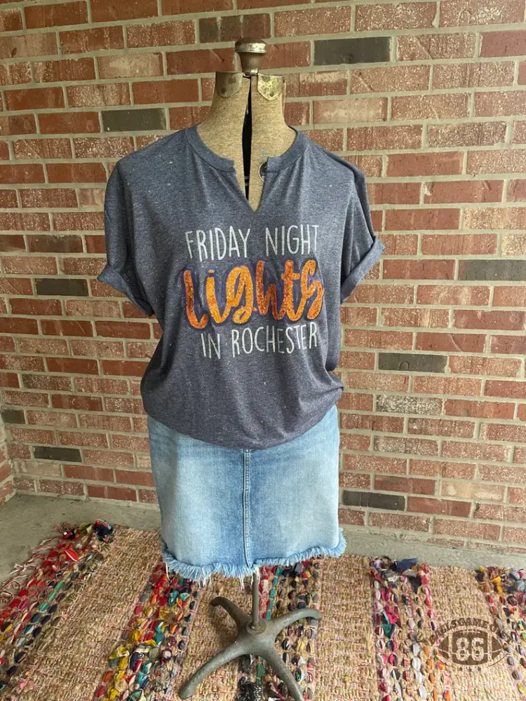 Friday Night Lights Spirit Tee – Glitter Letter Game Day Shirt