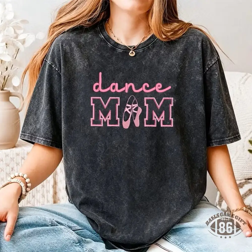Dance Mom Embroidered Vintage Washed T-Shirt, Oversized Casual Dance Mom Tee
