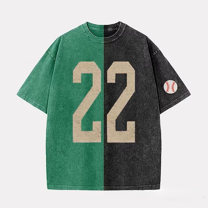 Custom Vintage Varsity Number or Letter Sport Team Two Tone Washed T-Shirt