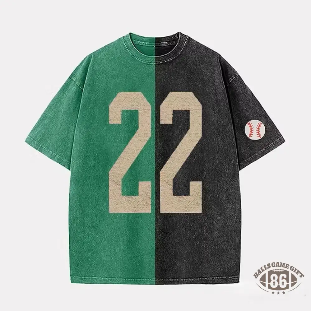 Custom Vintage Varsity Number or Letter Sport Team Two Tone Washed T-Shirt