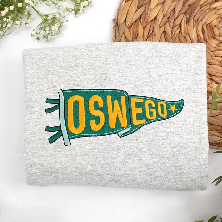 Custom Pennant Embroidered Sweatshirt - Personalized Team & School Spirit Crewneck