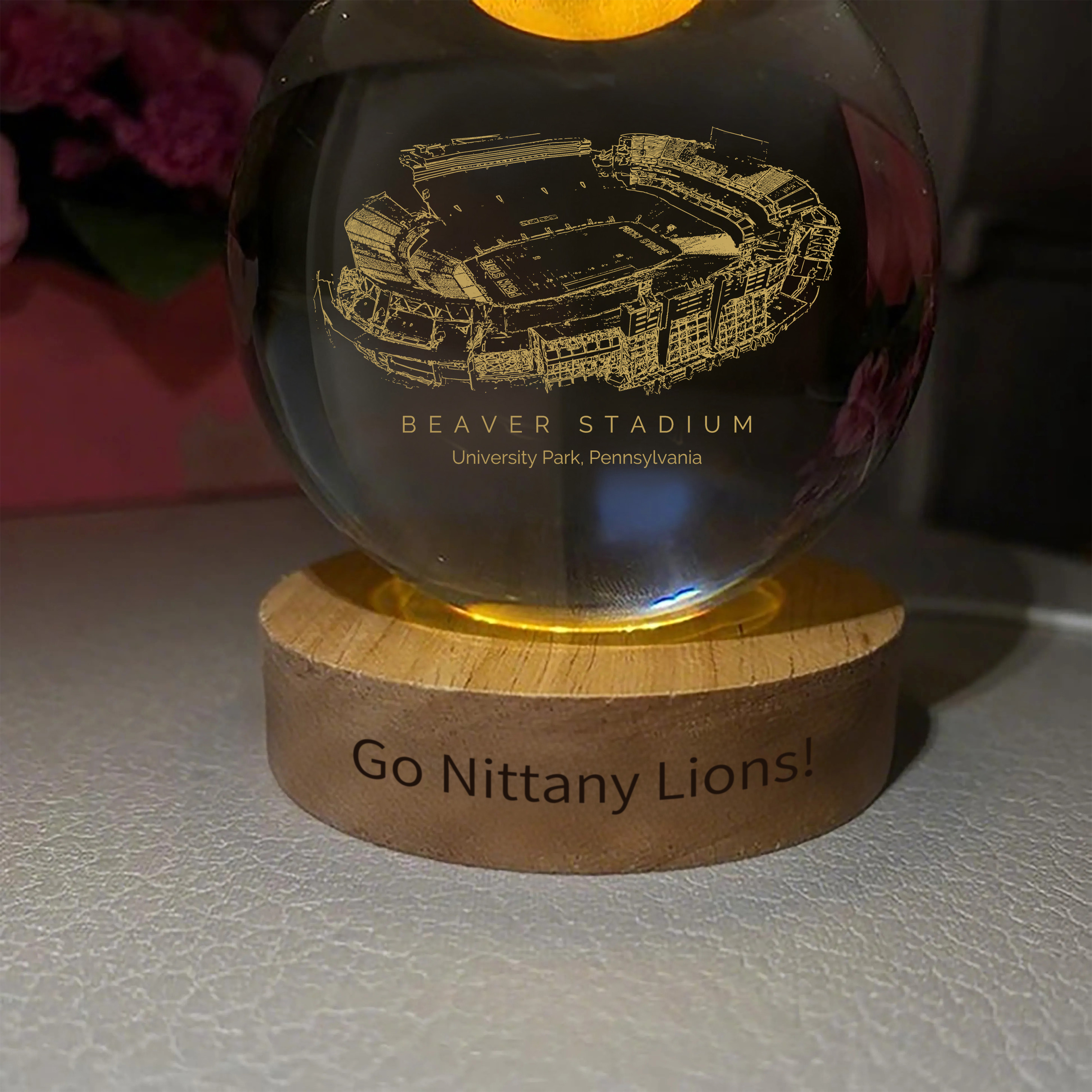 Beaver Stadium 3D Spherical Crystal Ball Lamp