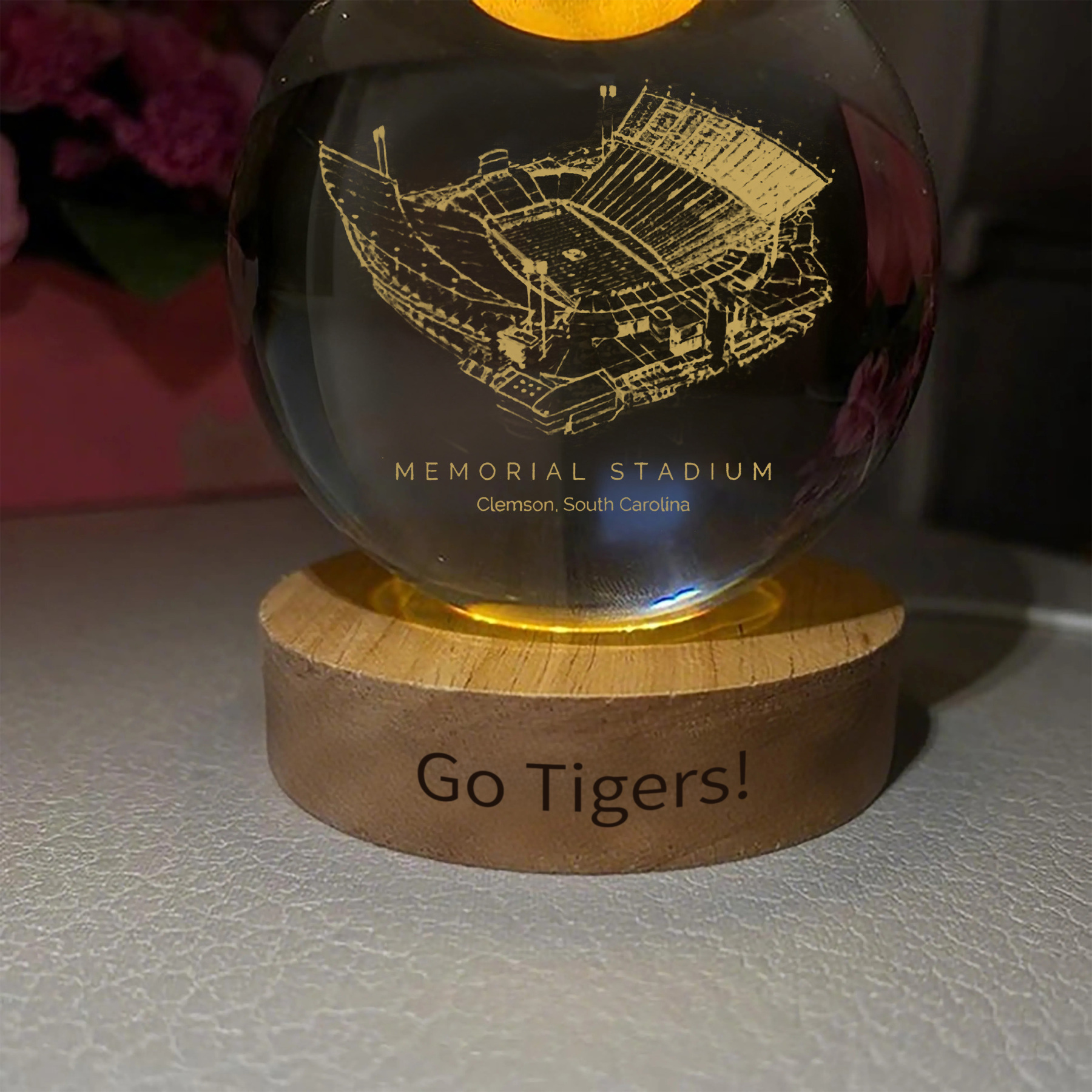 Memorial Stadium (Clemson) 3D Spherical Crystal Ball Lamp