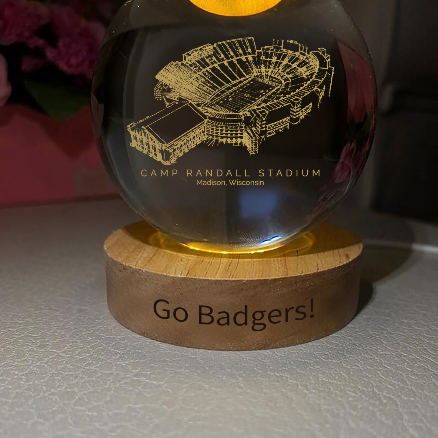 Camp Randall Stadium 3D Spherical Crystal Ball Lamp