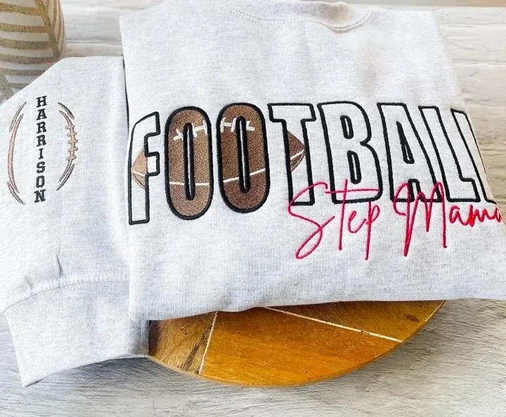 Personalized Game Day Mama Sweatshirt with kids name on the sleeve Football/Baseball/Soccer Mama