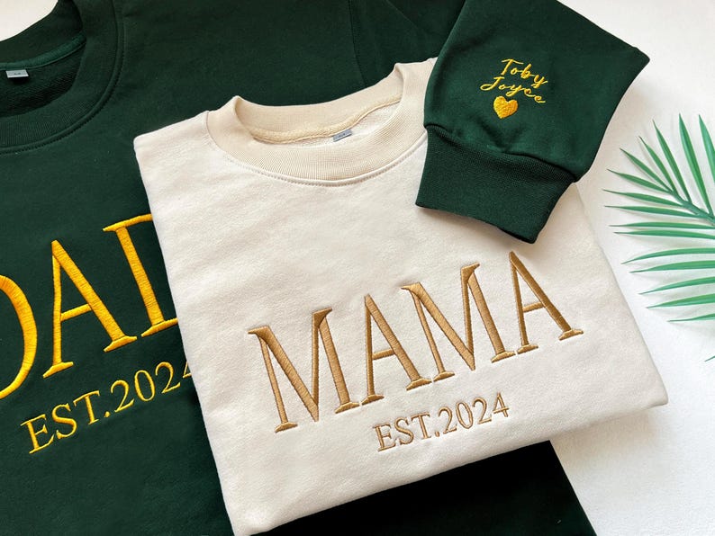 Personalized Mama Full Embroidered Sweatshirt, New Mom Outfit, Mother's Day Gifts.