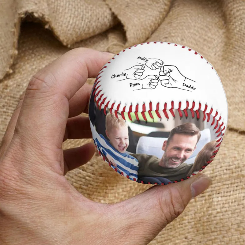 ⚾ Personalized Fist Bump Logo,Photo Baseball - Father's Day Baseball Gifts for Baseball Lovers