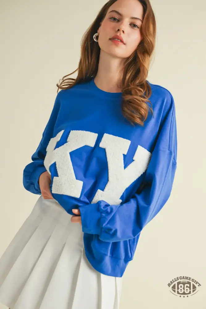Y2K Style KY Oversized Appliqué Crewneck Sweatshirt