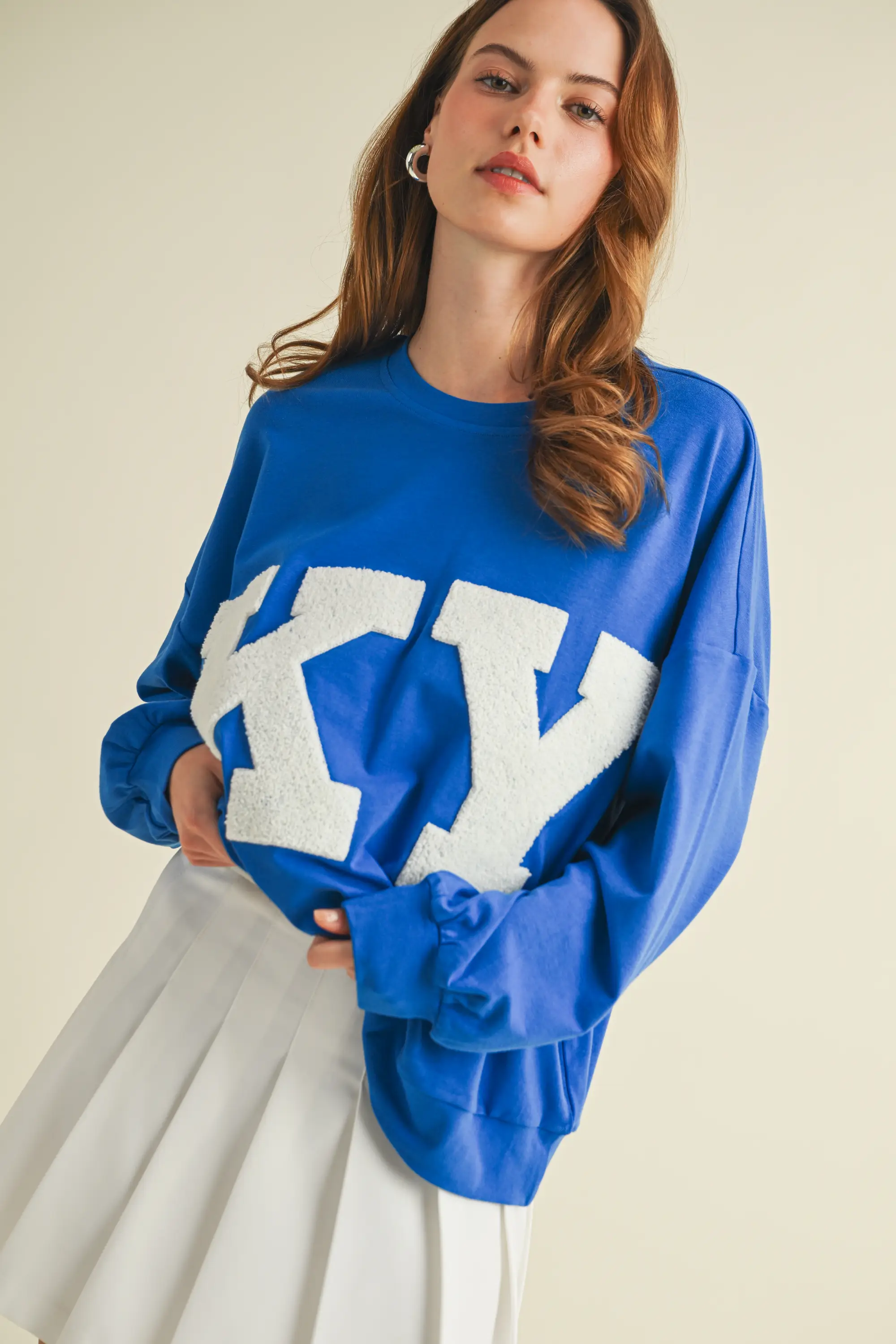 Y2K Style KY Oversized Appliqué Crewneck Sweatshirt