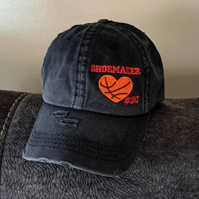 Custom Embroidered Baseball Cap with Baseball Heart