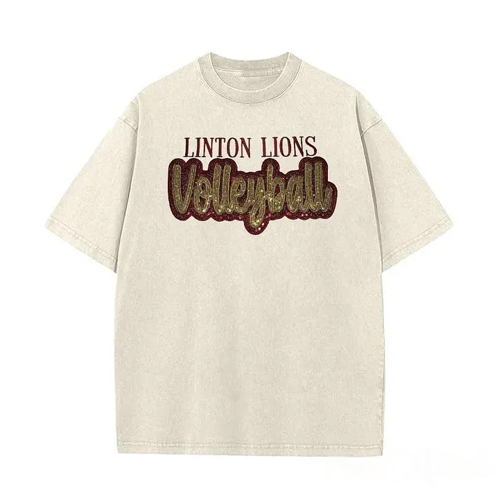 Sequin Volleyball Game Day Distressed T-Shirt with Side Bow Detail