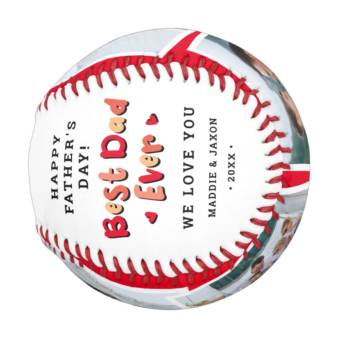 Trendy 4 Photo Best Dad Ever Keepsake Fathers Day Baseball