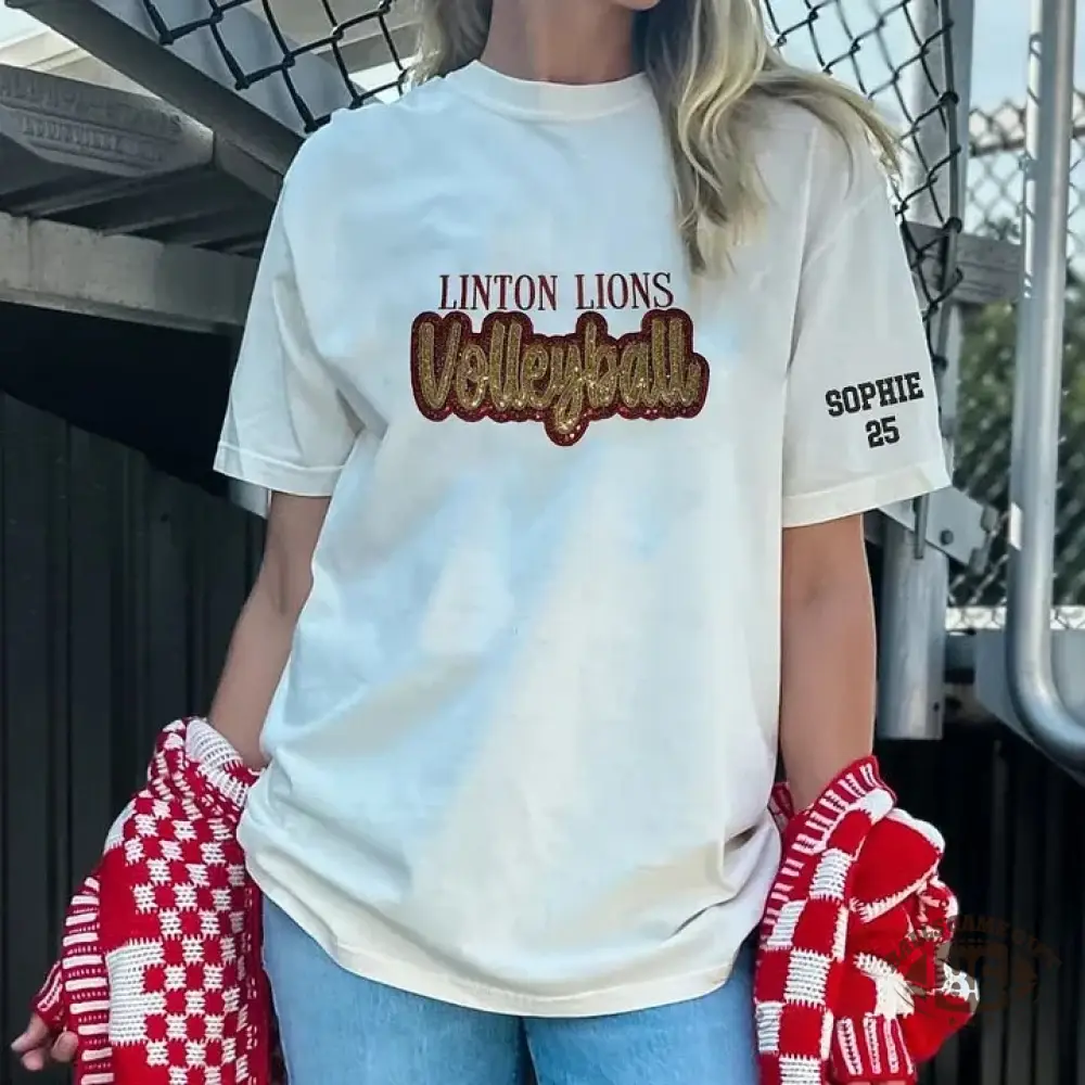 Sequin Volleyball Game Day Distressed T-Shirt with Side Bow Detail