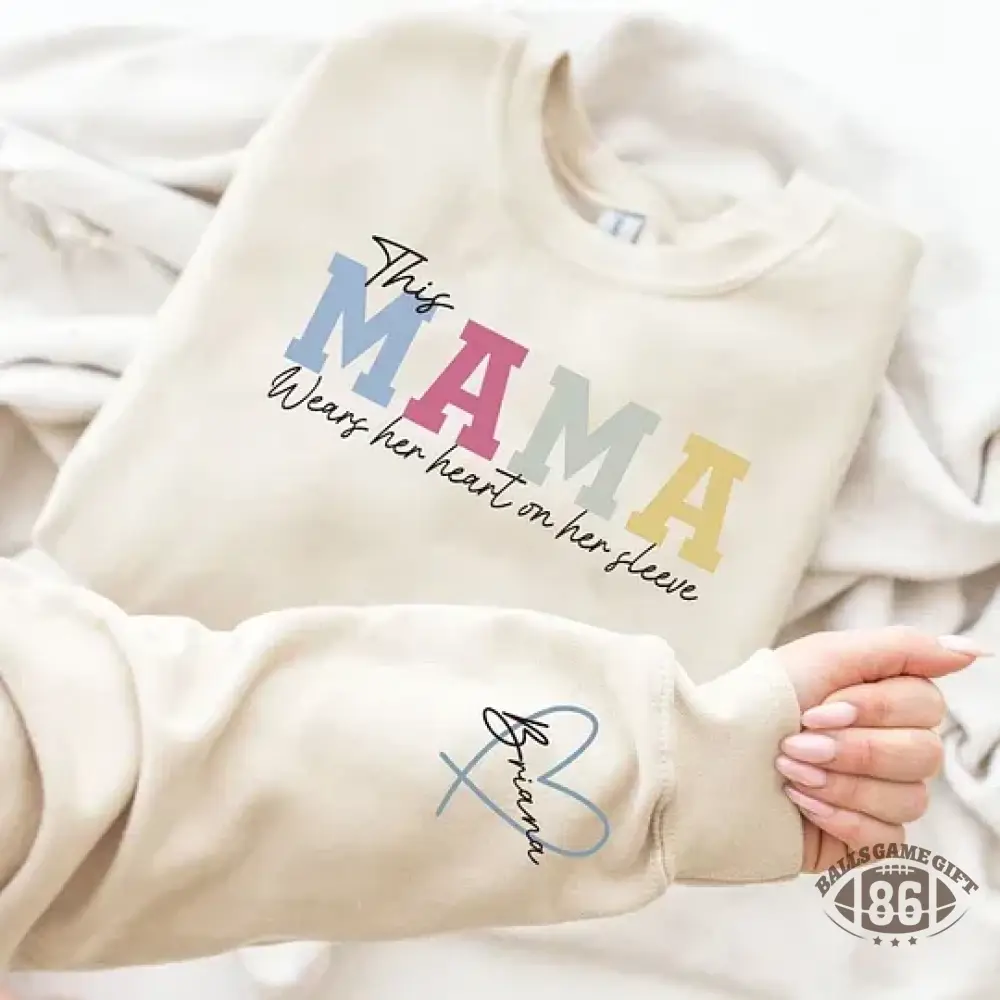 Custom Mama Embroidered Sweatshirt with Names on Sleeve Personalized Mother's Day Gift for Mom