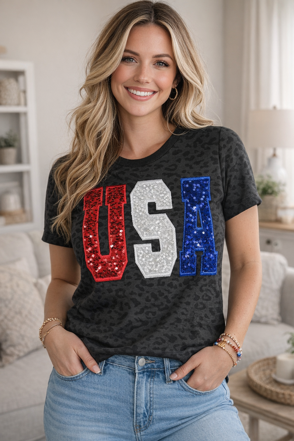 Custom Leopard Sweatshirt with Individual Letter Sequins