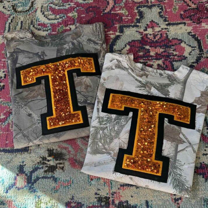 Personalized Sequin Letter Sweatshirt  Glitter Numbers Sports Fan Gift