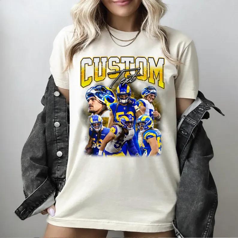 Personalized Football Spirit Shirt – Glitter Number & Name Fan Apparel – Trendy Oversized Sports T-Shirt