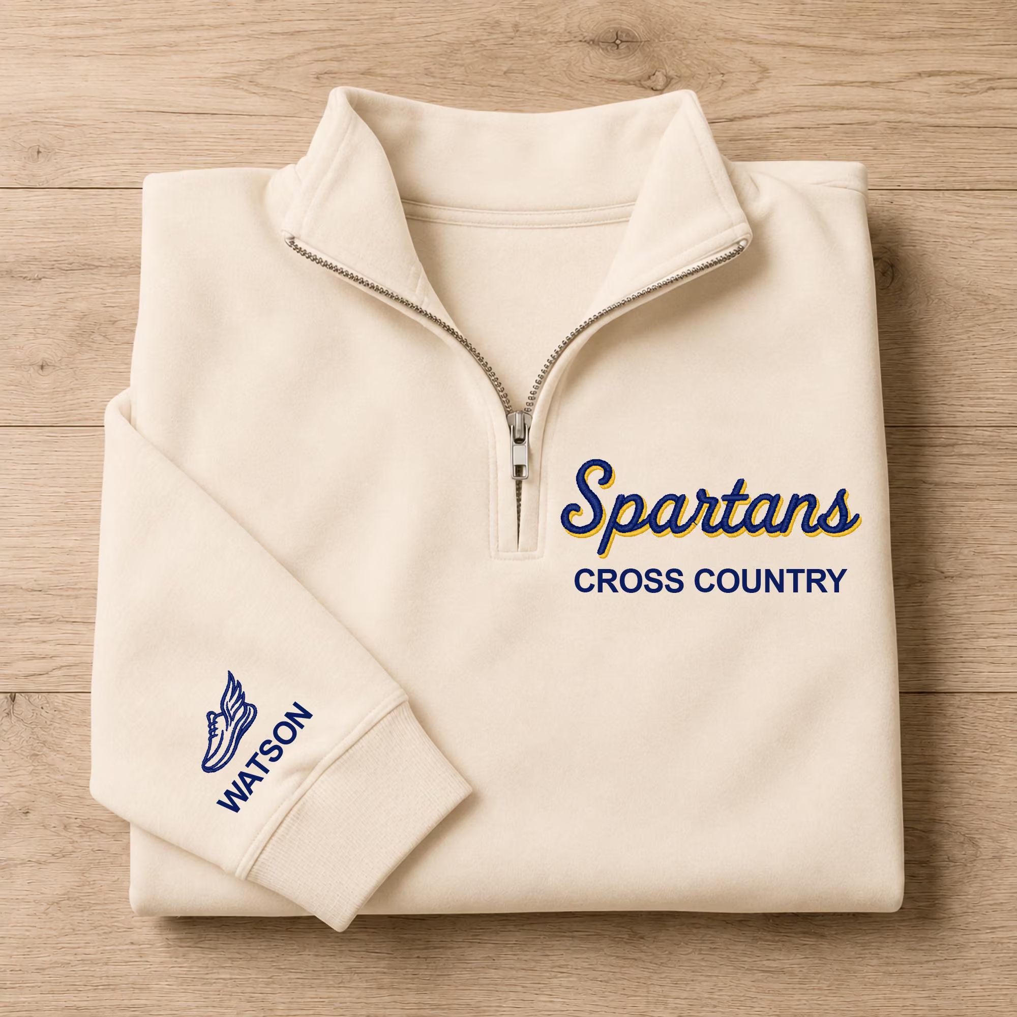 Personalized School Mascot Quarter Zip Sweatshirt | Custom Embroidered Team Spirit Football Fan Apparel