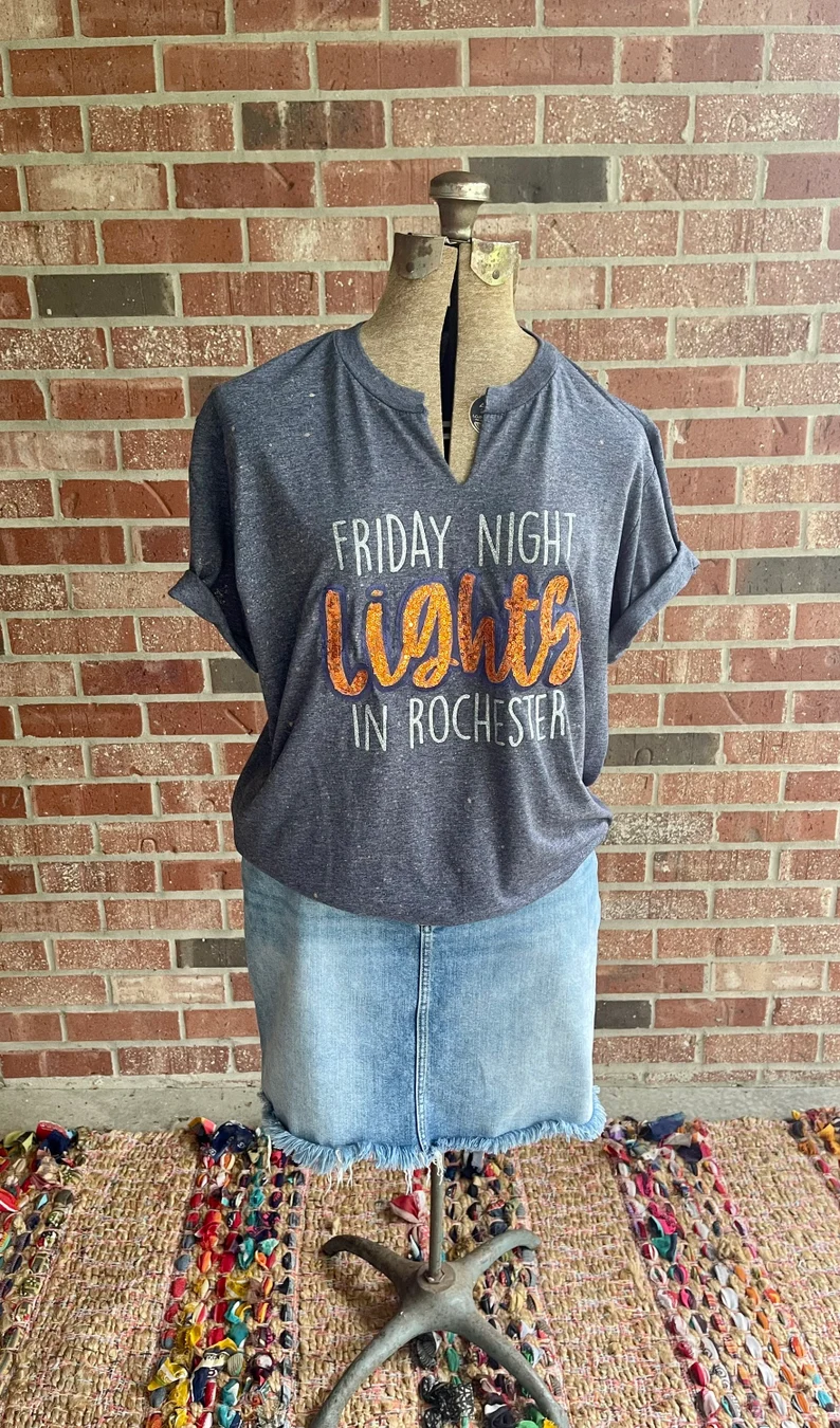 Friday Night Lights Spirit Tee – Glitter Letter Game Day Shirt