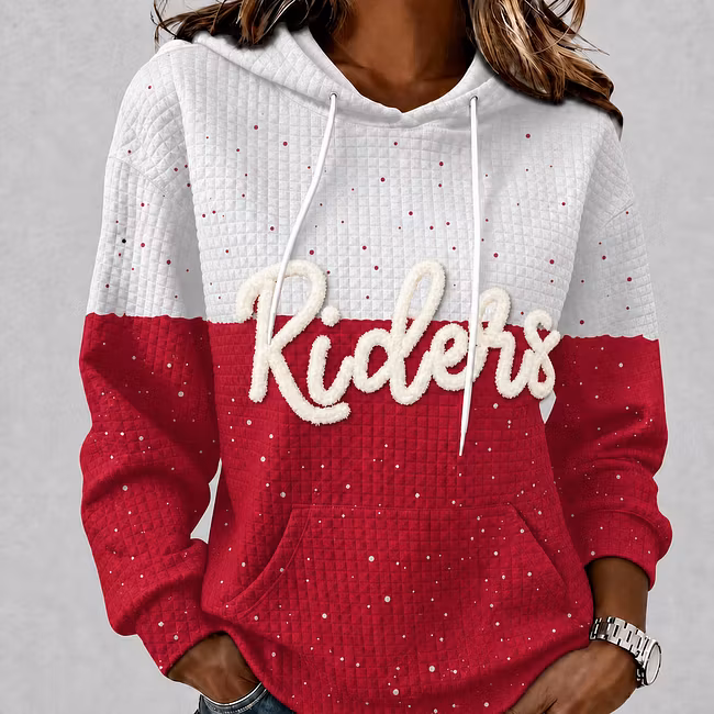Custom College Spirit Waffle Hoodie, Personalized Chenille Team Name & Mascot Game Day Pullover