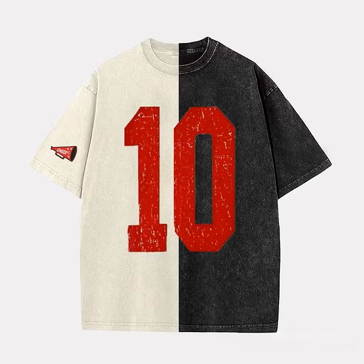 Custom Vintage Varsity Number or Letter Sport Team Two Tone Washed T-Shirt