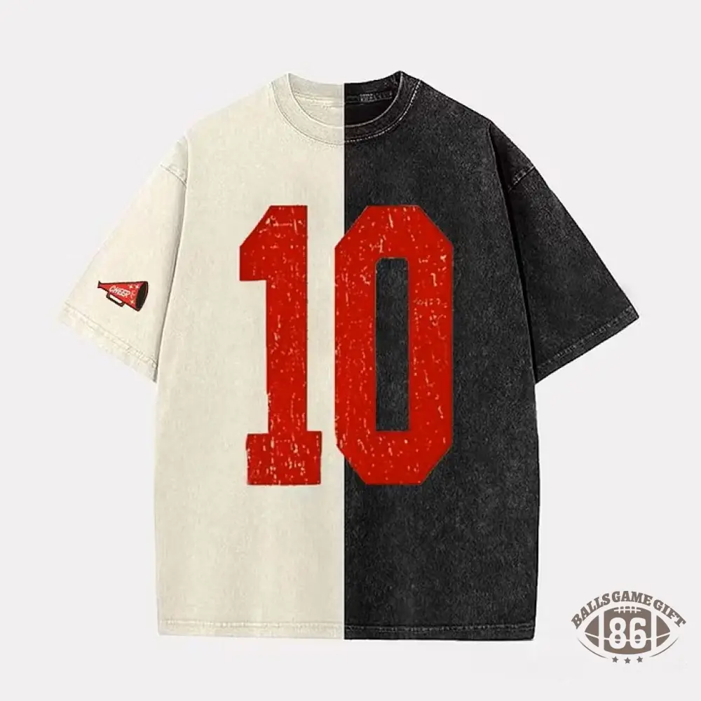 Custom Vintage Varsity Number or Letter Sport Team Two Tone Washed T-Shirt