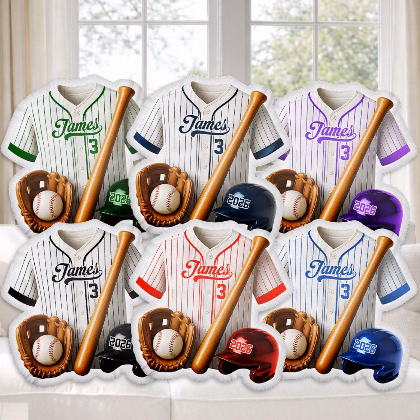 Custom Baseball Jersey Pillow – Personalized Name & Number Gift for Kids