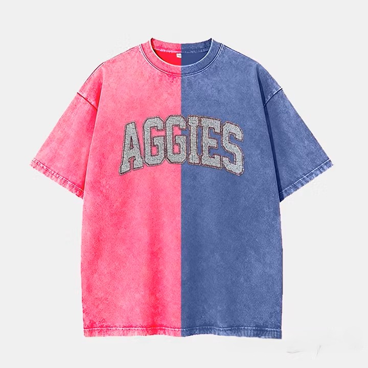 Custom Sequin Text Letter Two Tone Washed T-shirt-Best Gift For Sport Lovers