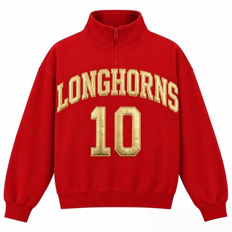 Custom Metallic Puff Print Quarter Zip Sweatshirt – Personalized Team Name & Number