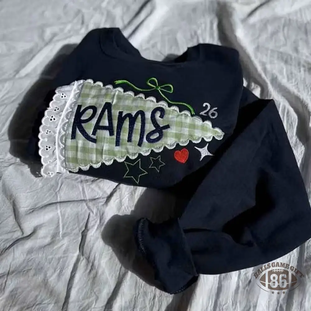 Custom Pennant Sweatshirt | Gingham Lace Applique Crewneck for Game Day Team Spirit