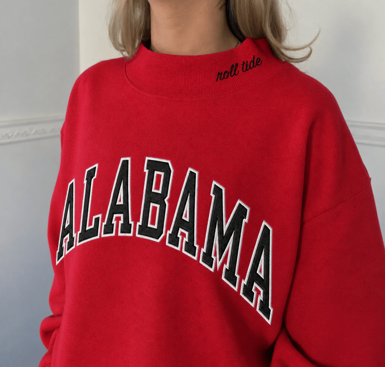 Custom Team Name Mock Neck Sweatshirt – Embroidered Varsity Style