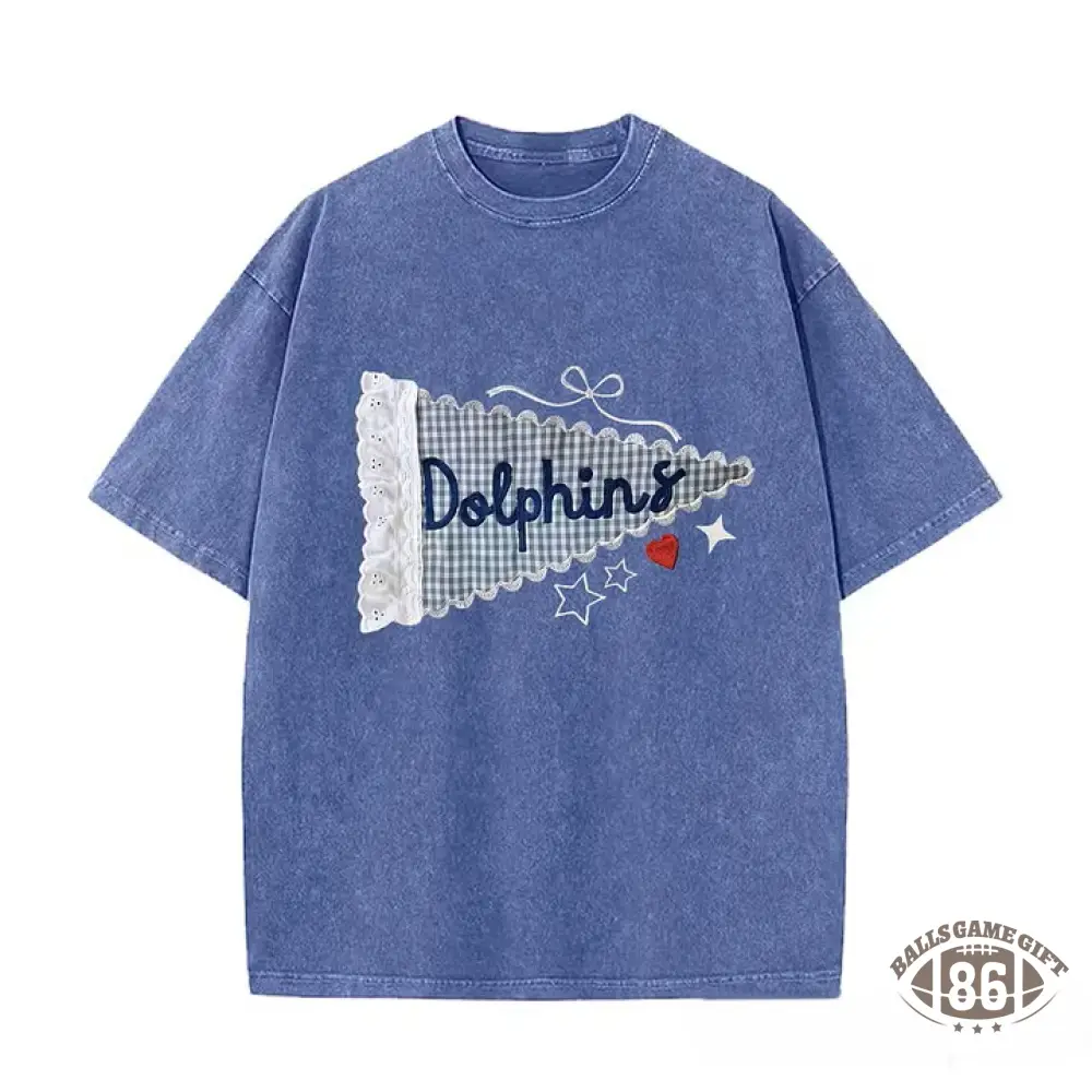 Custom Mascot & Team Spirit Washed Tee with Lace Pennant Applique ✨