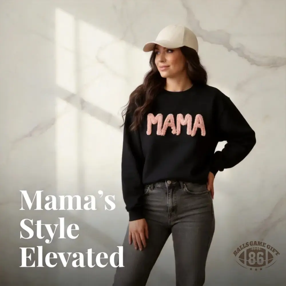 Custom Chenille Yarn Embroidered Mama Sweatshirt with Kids Names on Sleeve Mother’s Day Gift