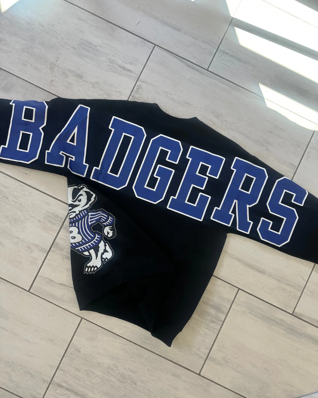 Retro Varsity Crewneck Sweatshirt, Vintage School Spirit Pullover, Oversized Casual Top