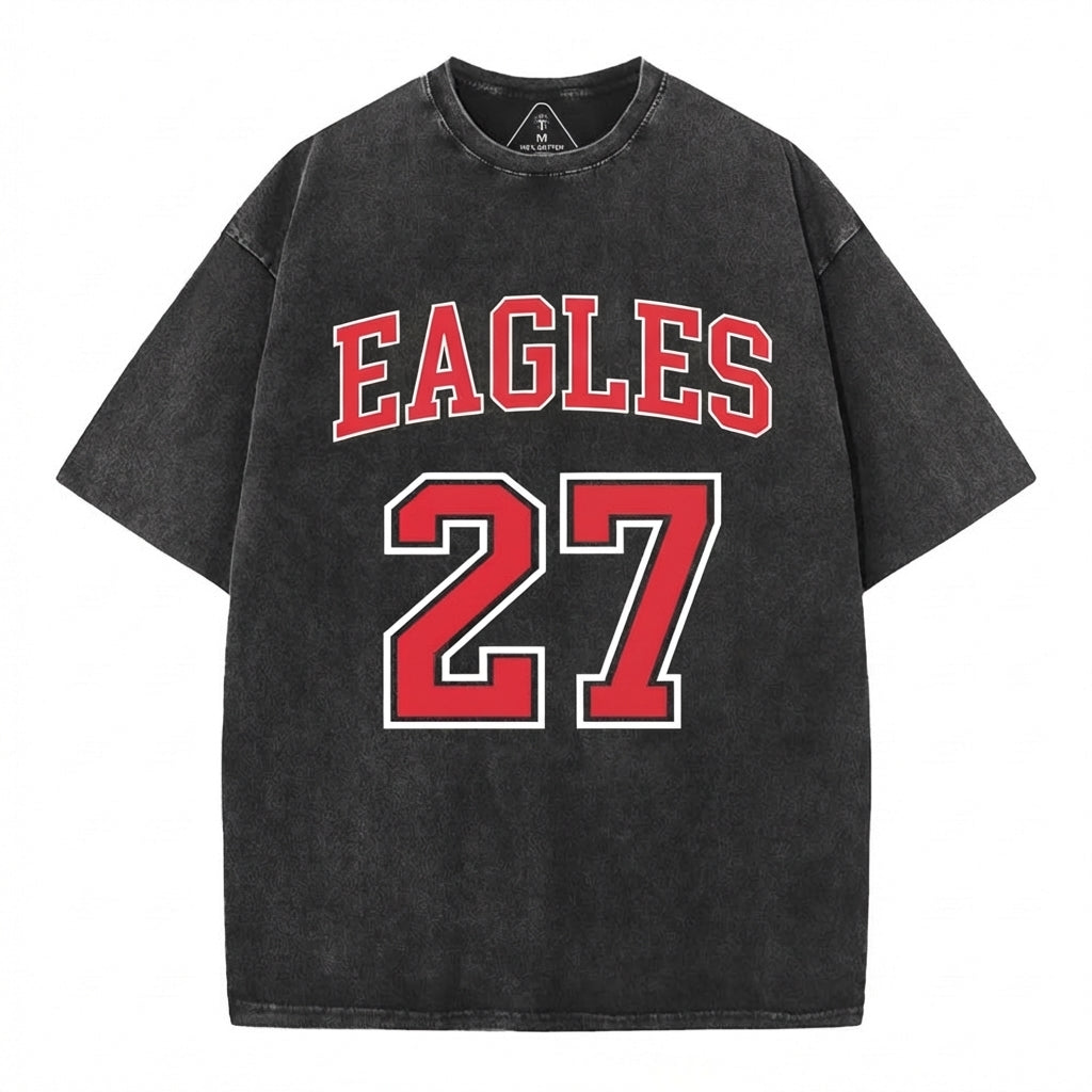 Custom Sports Number Vintage Washed T-shirt Personalized Team Jersey Style Tee