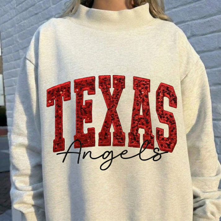 Personalized Sequin Letters Name Team Mock Neck 