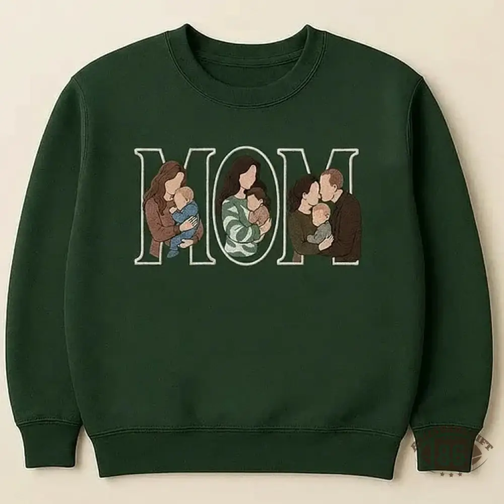  Custom Family Embroidered Portrait Sweatshirt - Gift for Mom Mama