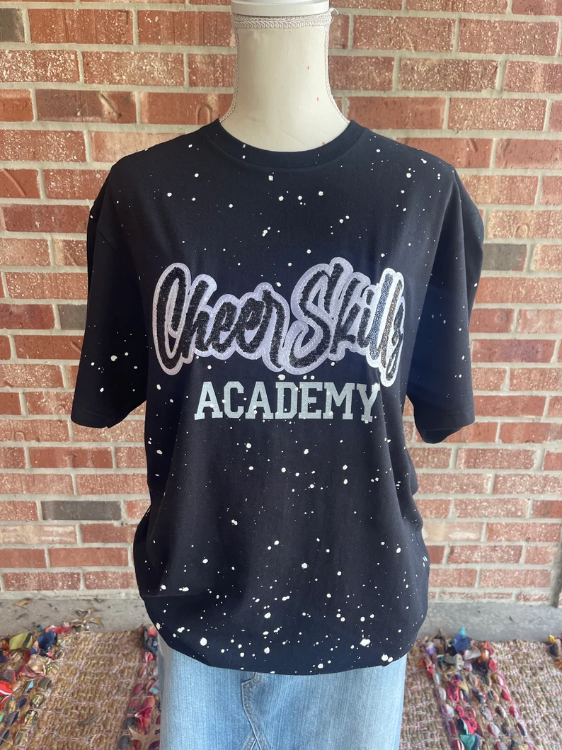 Personalized Team Name Glitter T-Shirt – Custom School Spirit Splatter Tee