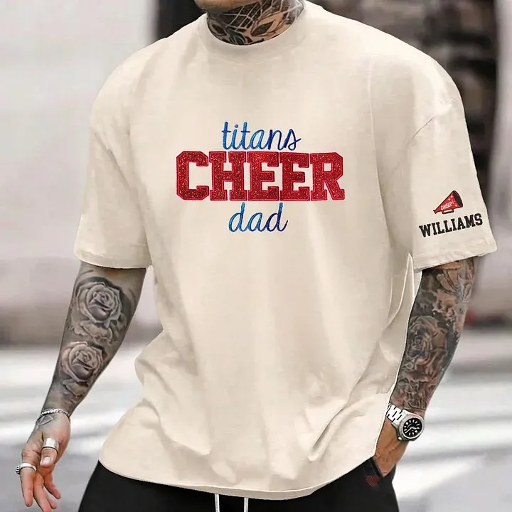 Personalized Custom Glitter Embroidered Cheer Mom Washed T-Shirt