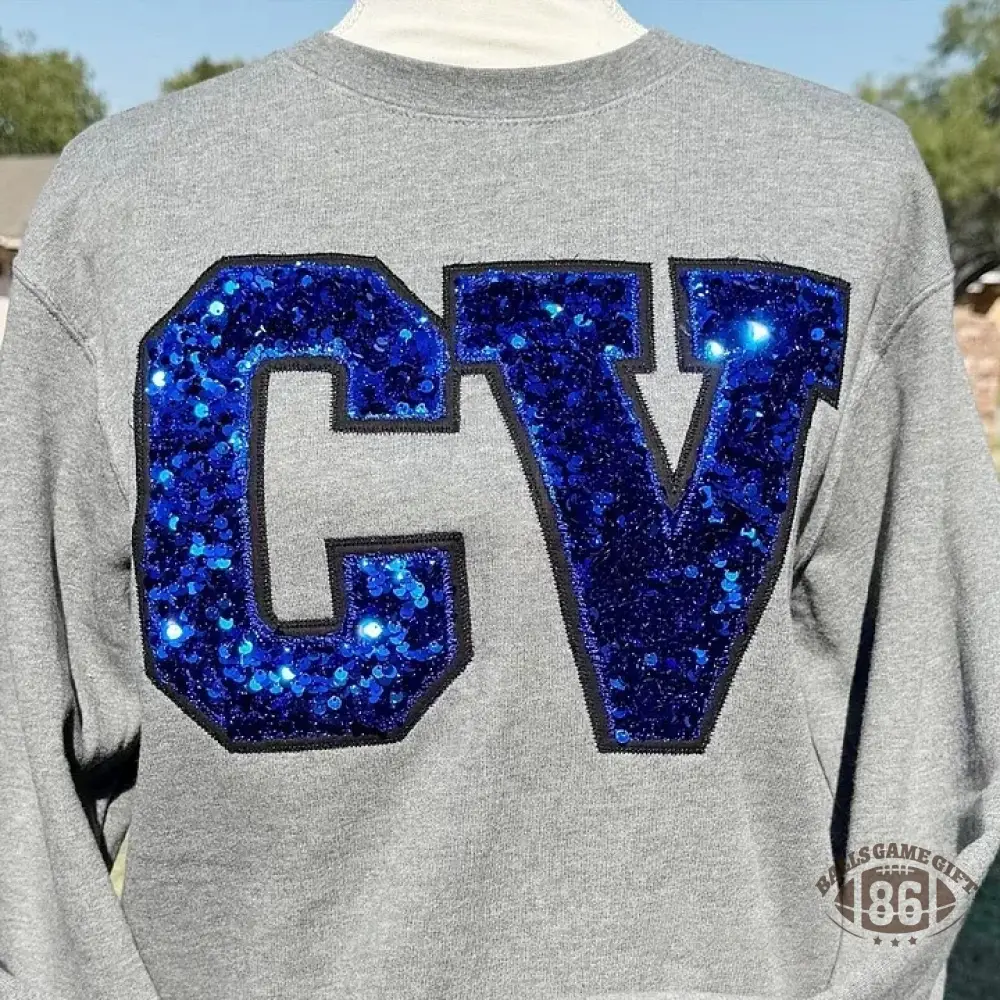 Personalized Embroidered Sequin Number or Letter Sweatshirt School Spirit Initial Crewneck