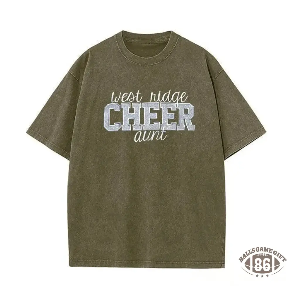 Personalized Custom Glitter Embroidered Cheer Mom Washed T-Shirt