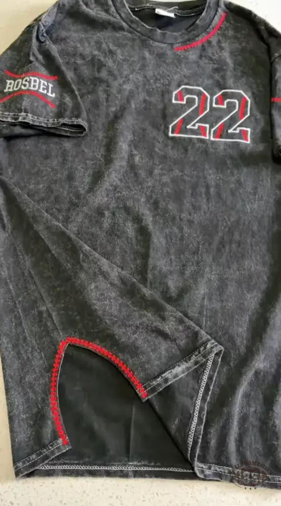 Custom Embroidered Name & Number T-Shirt | Personalized Varsity Tee | Boutique Embroidery Shirt